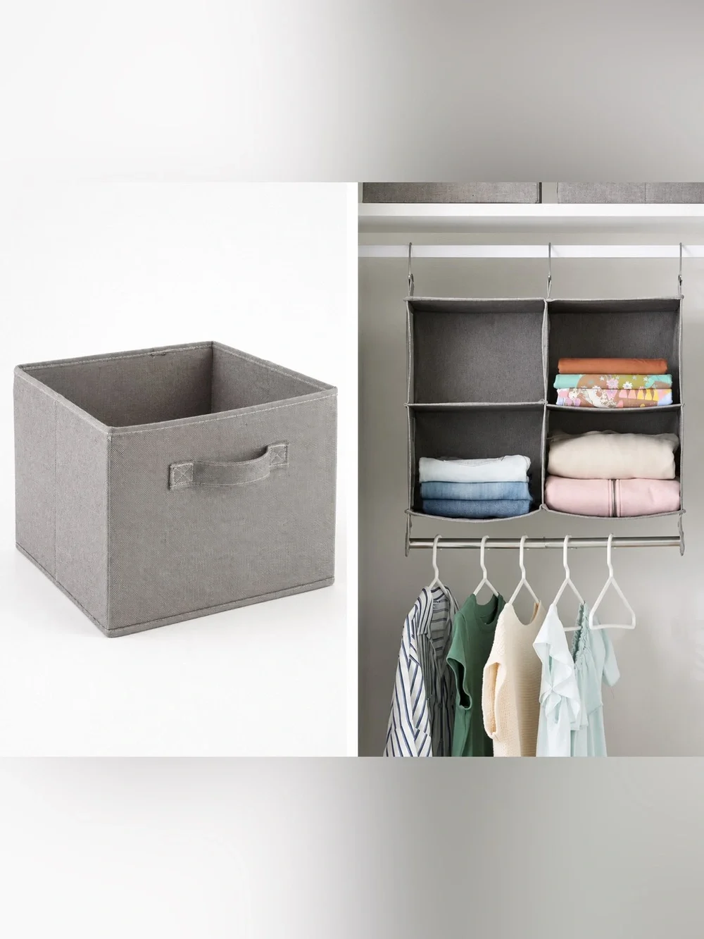 The Container Store Foldable Fabric Storage Cubes Set of 4 Gray